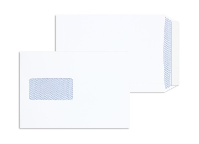 100 Versandtaschen/Briefumschläge C5/A5 weiß Haftklebend mit Fenster 162x229 mm 